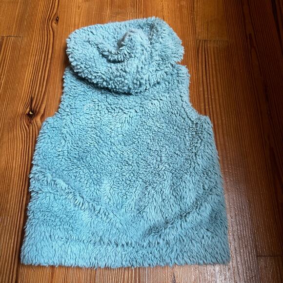 Mini Boden light blue fleece hooded vest SIZE 4-5 - Picture 4 of 4